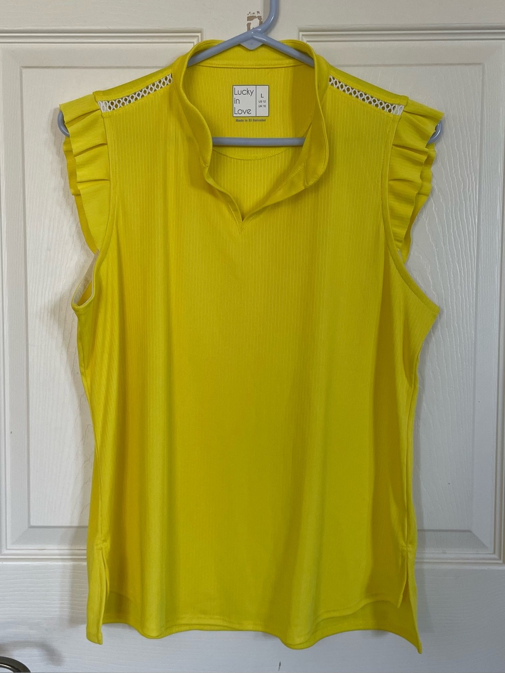 Lucky in Love Yellow Ruffle Sleeveless Top size L
